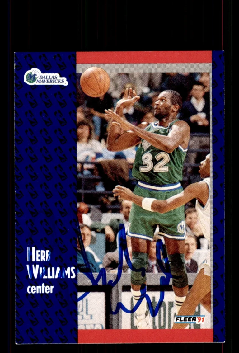 Signed Basketball Card Auto Herb Williams 1991-92 Fleer #48 Dallas Mavericks