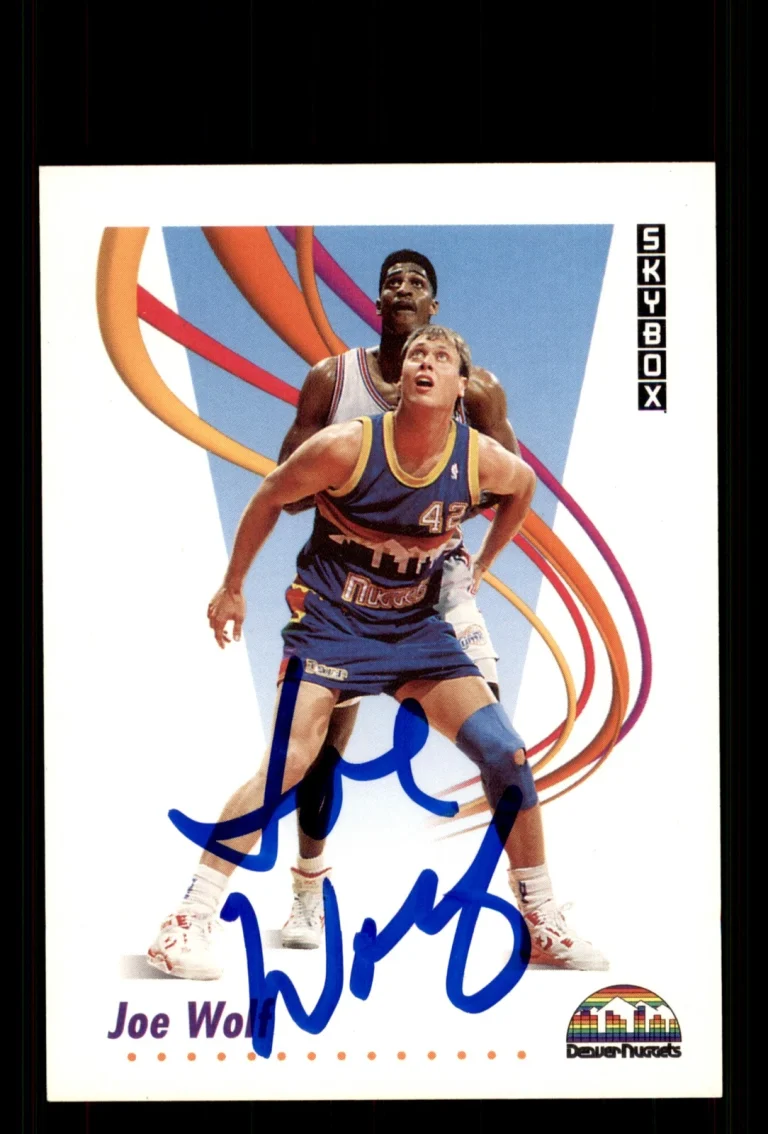 Signed Basketball Card Auto Joe Wolf 1991-92 SkyBox #76 Denver Nuggets