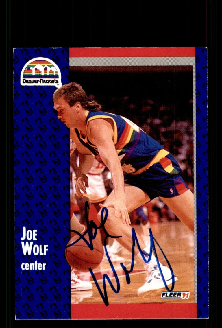 Signed Basketball Card Auto Joe Wolf 1991-92 Fleer #55 Denver Nuggets