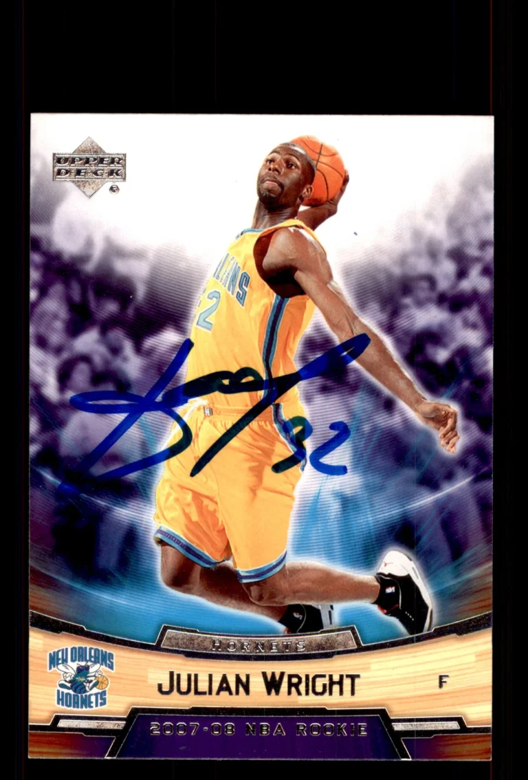 Signed Basketball Card Auto Julian Wright 2007-08 Upper Deck Rookie #28 Hornets