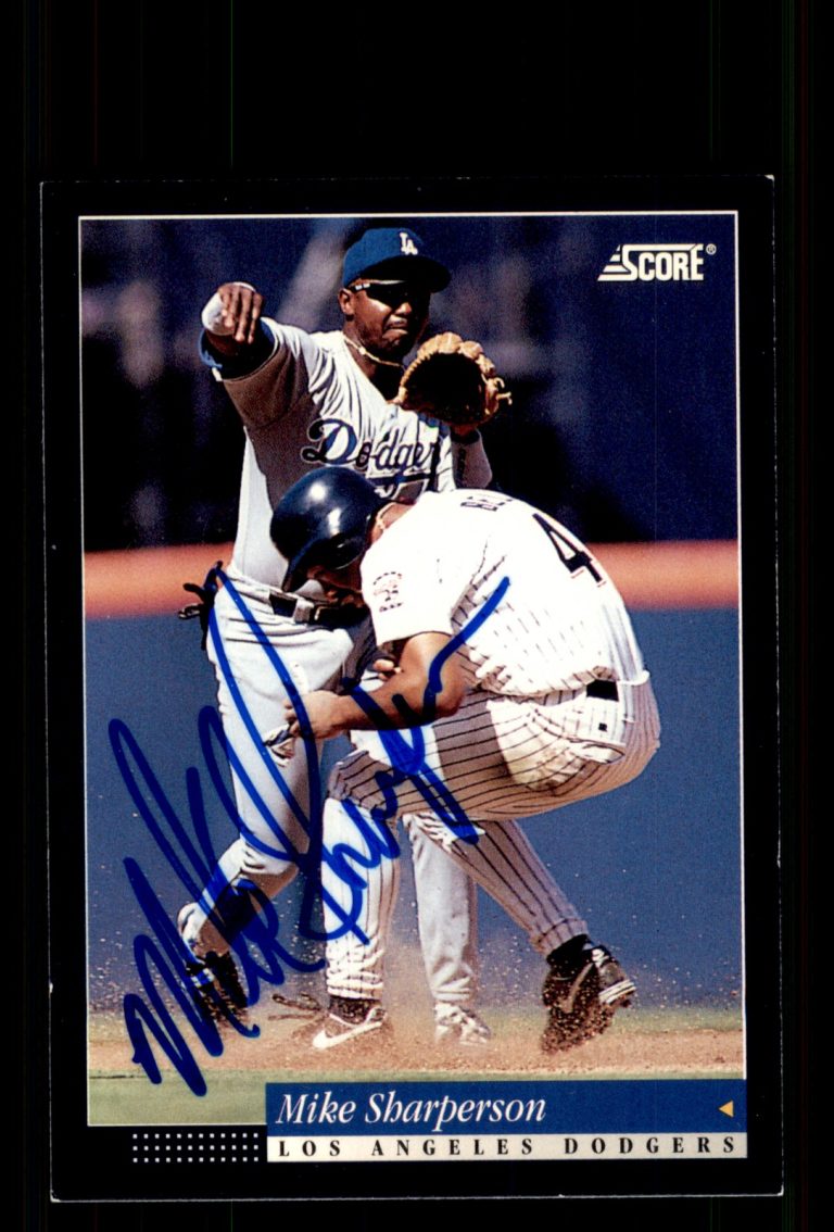 Signed Baseball Card Auto Mike Sharperson 1994 Score #287 Los Angeles Dodgers