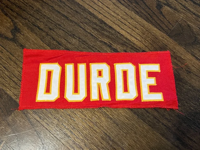 KANSAS CITY CHIEFS GAME USED ? ISSUED JERSEY NAMEPLATE ADEN DURDE ENGLAND