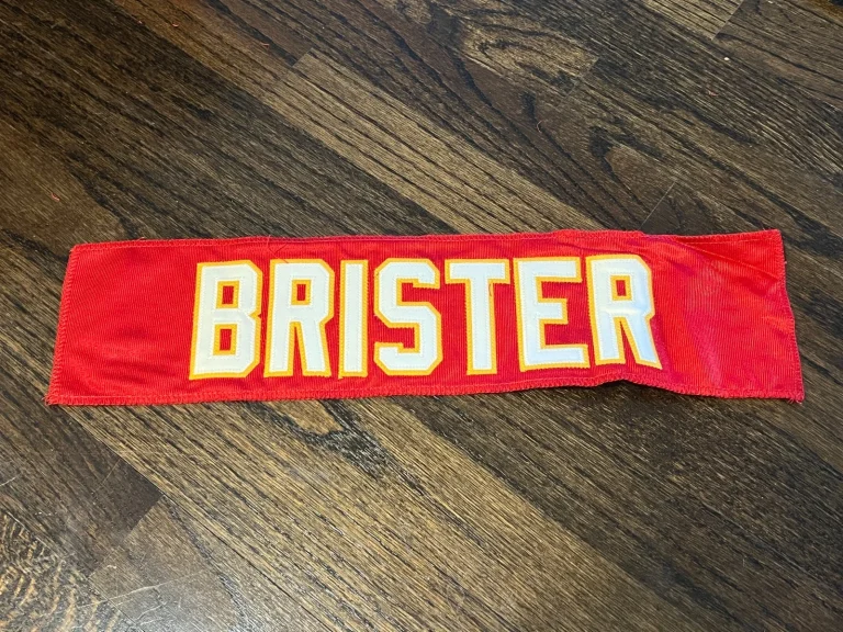 KANSAS CITY CHIEFS GAME USED ? ISSUED FOOTBALL JERSEY NAMEPLATE BUBBY BRISTER