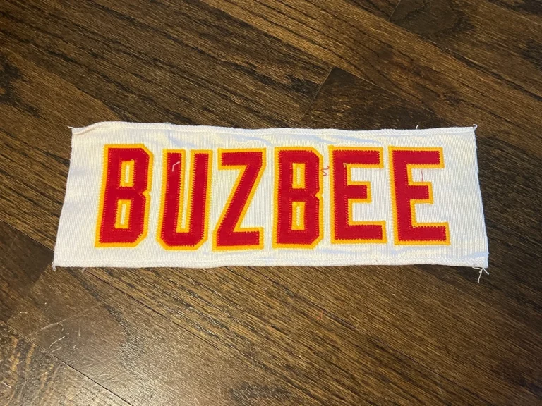 KANSAS CITY CHIEFS GAME USED ? ISSUED JERSEY NAMEPLATE FOOTBALL NFL BUZBEE