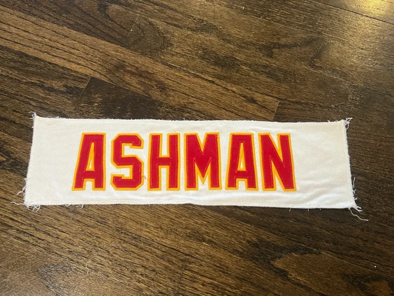 KANSAS CITY CHIEFS GAME USED ? ISSUED JERSEY NAMEPLATE NFL DUANE ASHMAN UVA