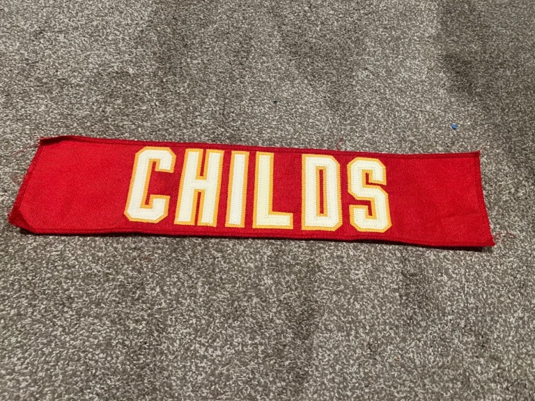 KANSAS CITY CHIEFS GAME USED ? TEAM ISSUED JERSEY NAMEPLATE FOOTBALL CHILDS