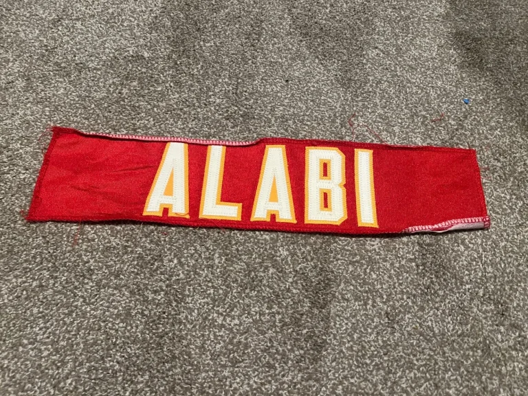 KANSAS CITY CHIEFS GAME USED ? TEAM ISSUED JERSEY NAMEPLATE ANTHONY ALABI TCU