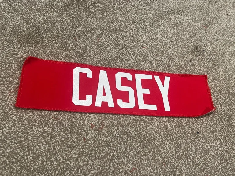 KANSAS CITY CHIEFS GAME USED ? TEAM ISSUED JERSEY NAMEPLATE JARED CASEY KU