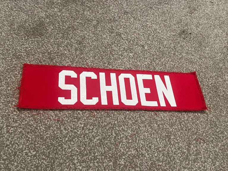 KANSAS CITY CHIEFS GAME USED ? TEAM ISSUED JERSEY NAMEPLATE DALTON SCHOEN KSU