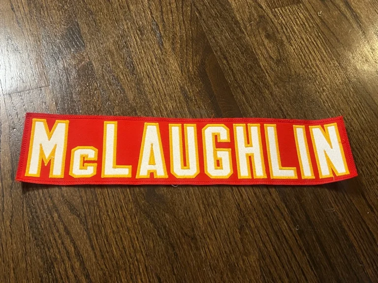 KANSAS CITY CHIEFS GAME USED ? TEAM ISSUED JERSEY NAMEPLATE JAKE McLAUGHLIN