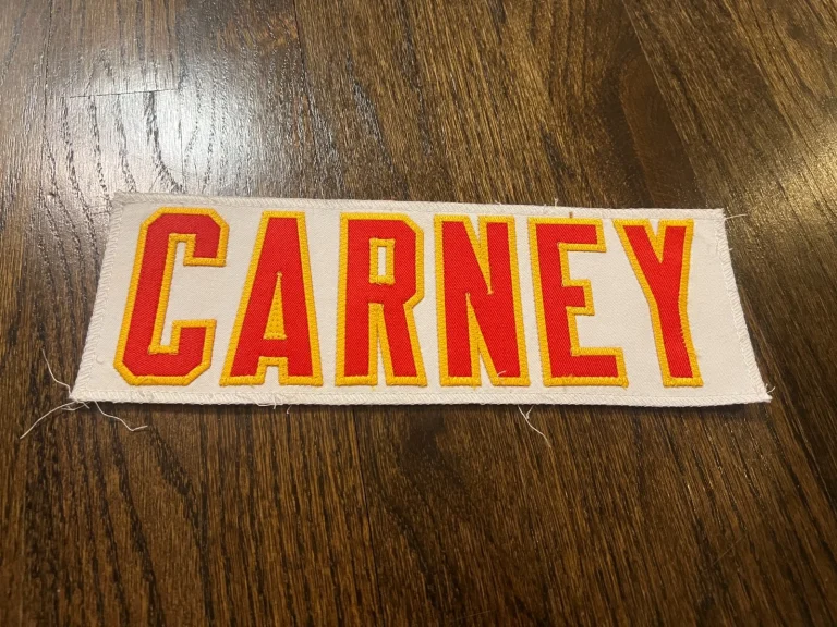 KANSAS CITY CHIEFS GAME USED ? TEAM ISSUED JERSEY NAMEPLATE NFL OWNE CARNEY