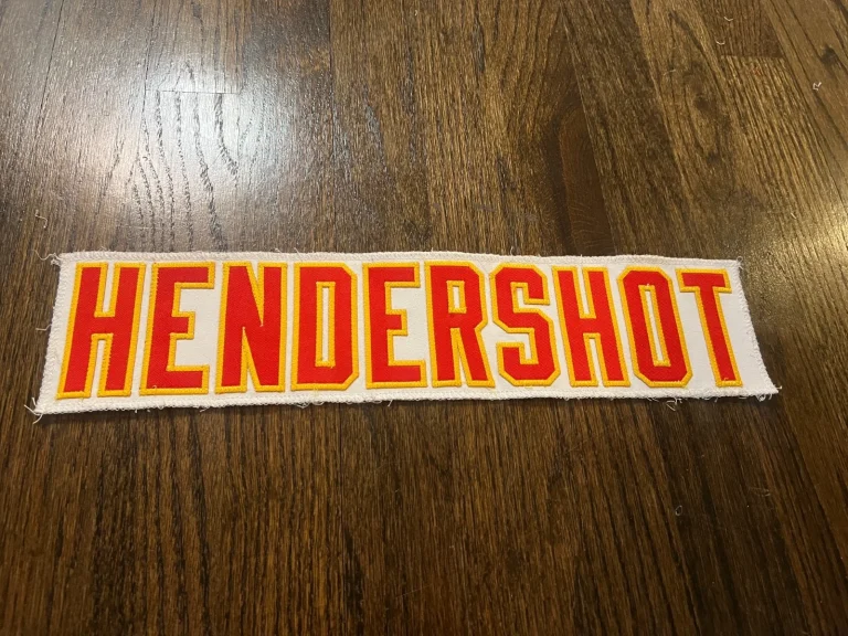 KANSAS CITY CHIEFS GAME USED ? ISSUED JERSEY NAMEPLATE NFL PEYTON HENDERSHOT IU