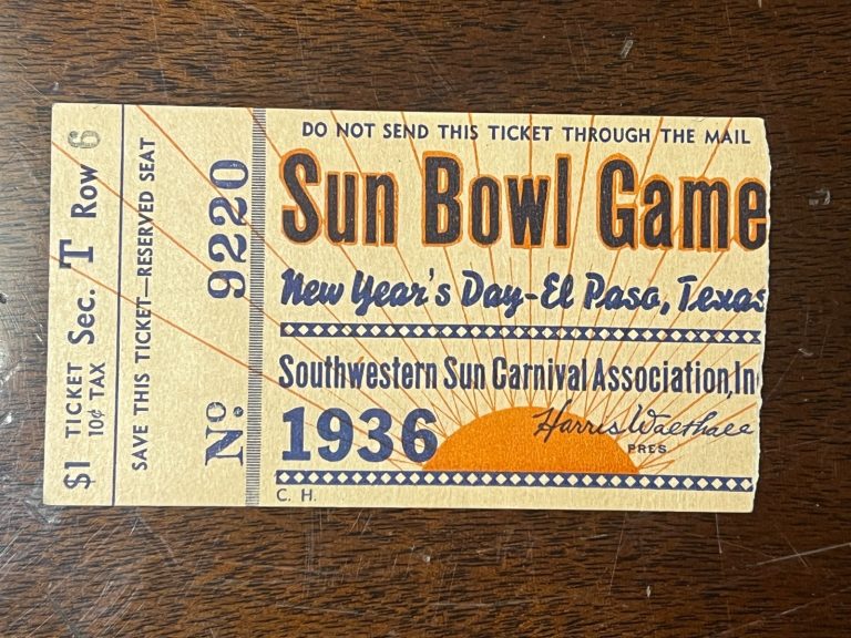1936 Sun Bowl Football College Ticket VTG Old New Mexico A&M v. Harrdin-Simmons