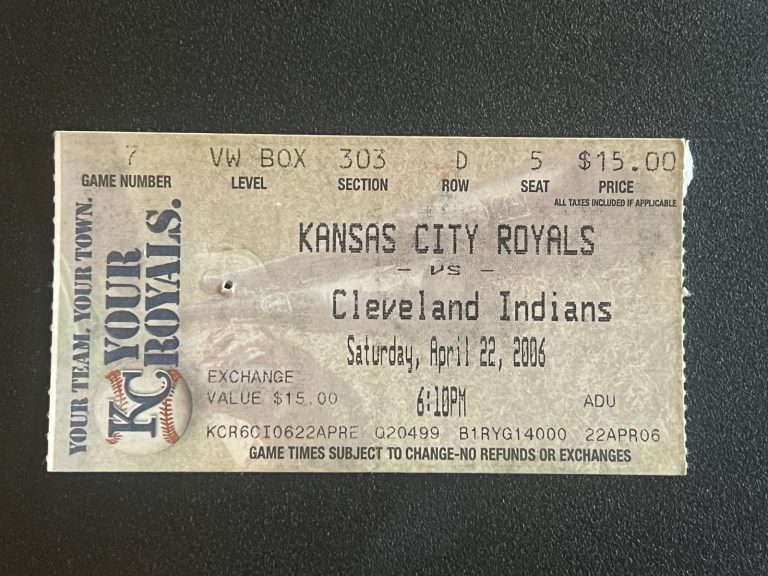 Baseball Ticket Royals v. Indians 4/22/2006 MLB Debut Brian Slocum