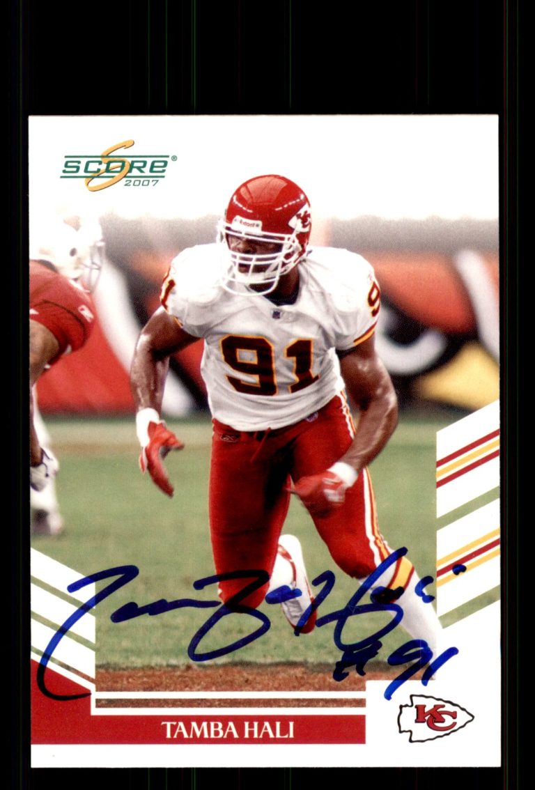 Signed Football Card Auto Tamba Hali 2007 Score #265 Kansas City Chiefs