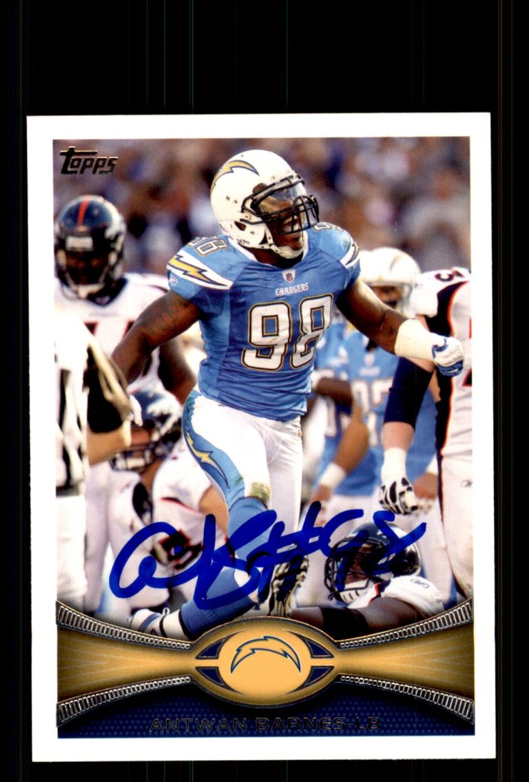 Signed Football Card Auto Antwan Barnes 2012 Topps #309 San Diego Chargers