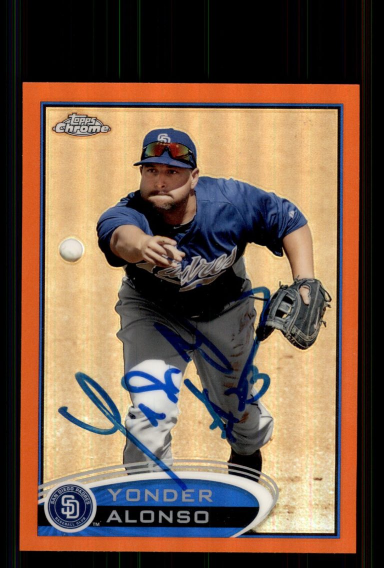 Signed Baseball Card Auto Yonder Alonso 2012 Topps Chrome #101 Padres Orange