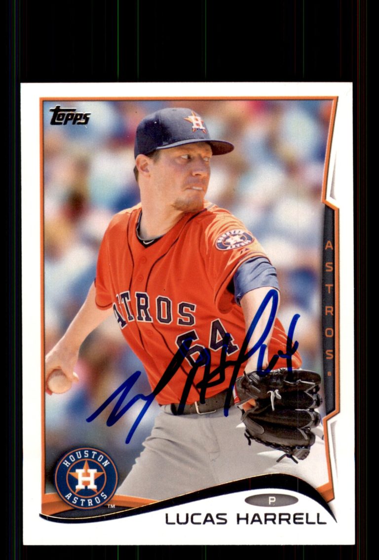 Signed Baseball Card Auto Lucas Harrell 2014 Topps #419 Houston Astros