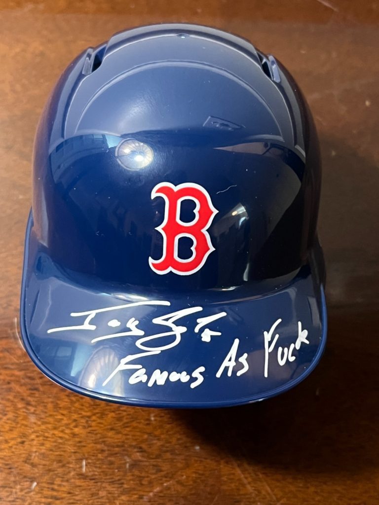 JONNY GOMES SIGNED MINI BASEBALL HELMET AUTO RED SOX FAMOUS AS F*** JSA COA