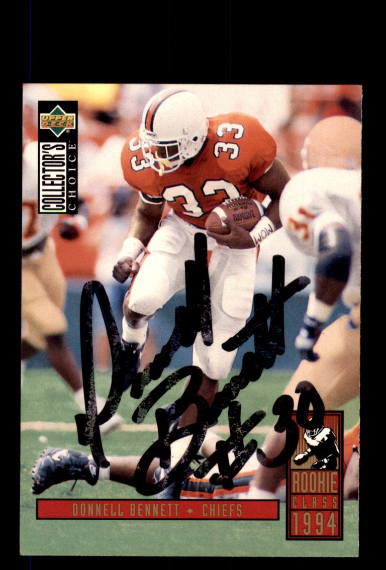 Signed Football Card Auto Donnell Bennett 1994 Collector's Choice #20 Chiefs