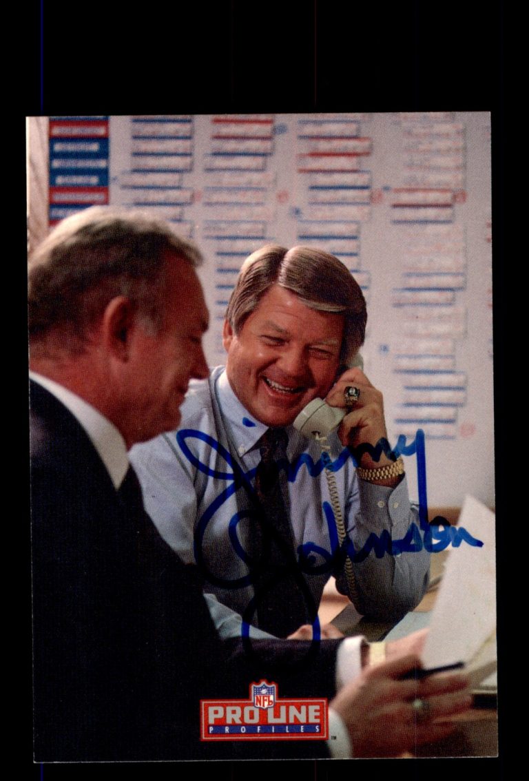 Signed Football Card Auto Jimmy Johnson 1993 Pro Line Profiles #537 Cowboys