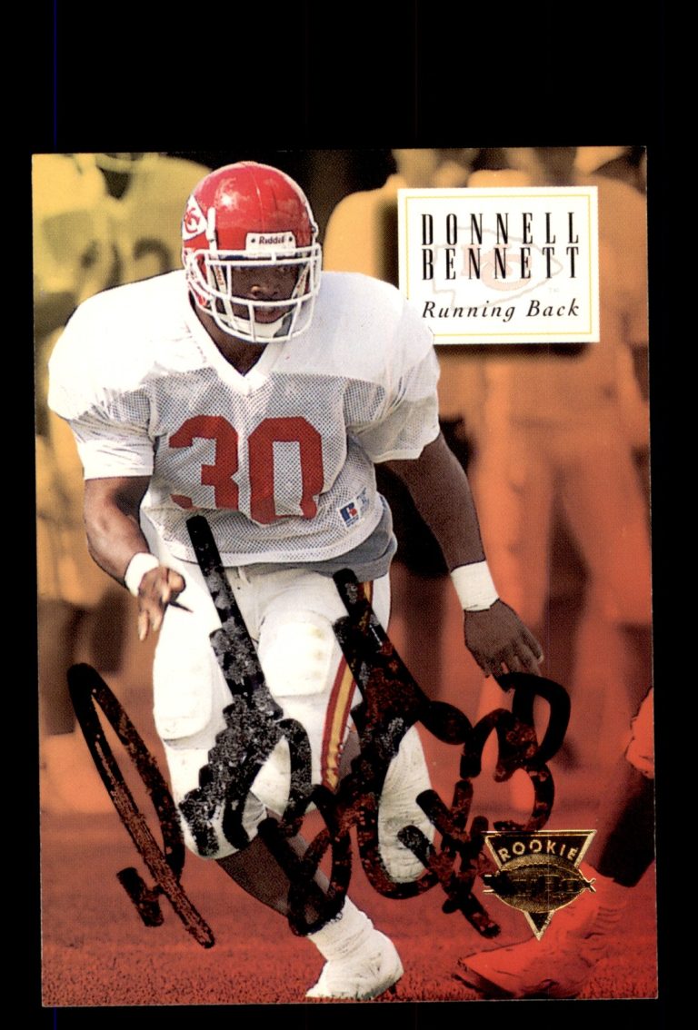 Signed Football Card Auto Donnell Bennett 1994 SkyBox Premium #191 Chiefs