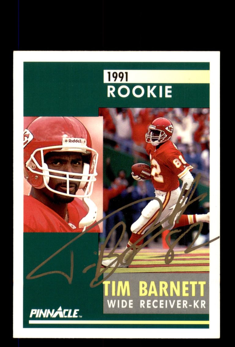 Signed Football Card Auto Tim Barnett 1991 Pinnacle #327 Chiefs
