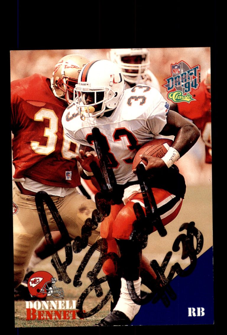 Signed Football Card Auto Donnell Bennett 1994 Classic NFL Draft #80 Chiefs