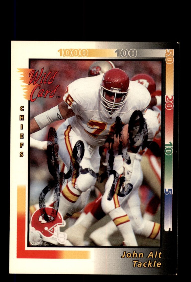 Signed Football Card Auto John Alt 1992 Wild Card #77 Kansas City Chiefs