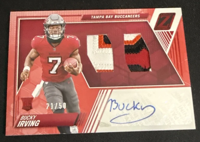 2024 PANINI ZENITH ROOKIE RED 4/COLOR PATCH AUTO BUCKY IRVING #21/50 JERSEY