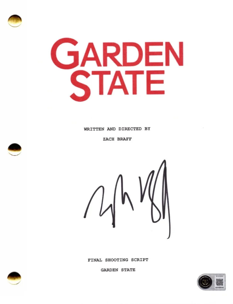 Zach Braff Signed Garden State Script Authentic Autograph Beckett