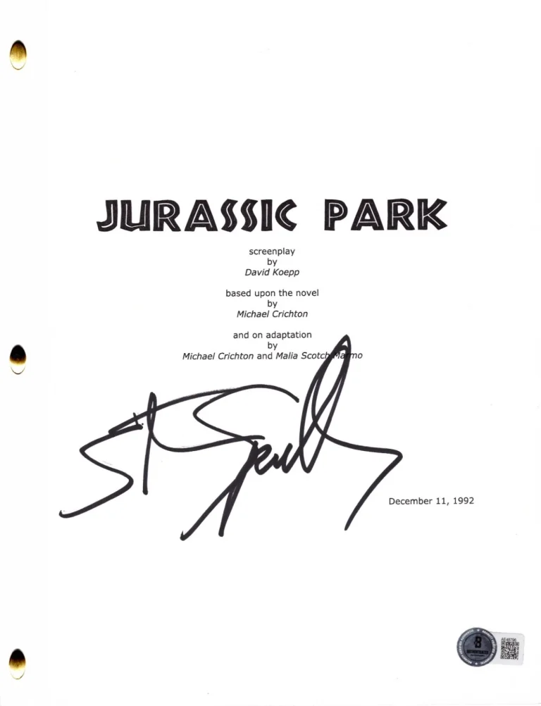 Steven Spielberg Signed Jurassic Park Full Script Authentic Autograph Beckett