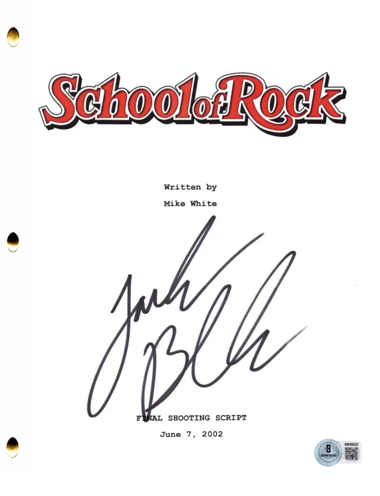 Jack Black Signed School of Rock Full Script Authentic Autograph Beckett