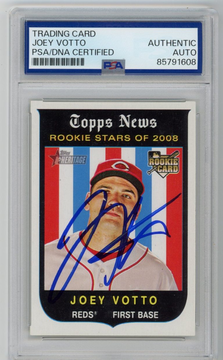 Signed Baseball Card Auto Joey Votto 2008 Topps Heritage #146 Reds PSA/DNA