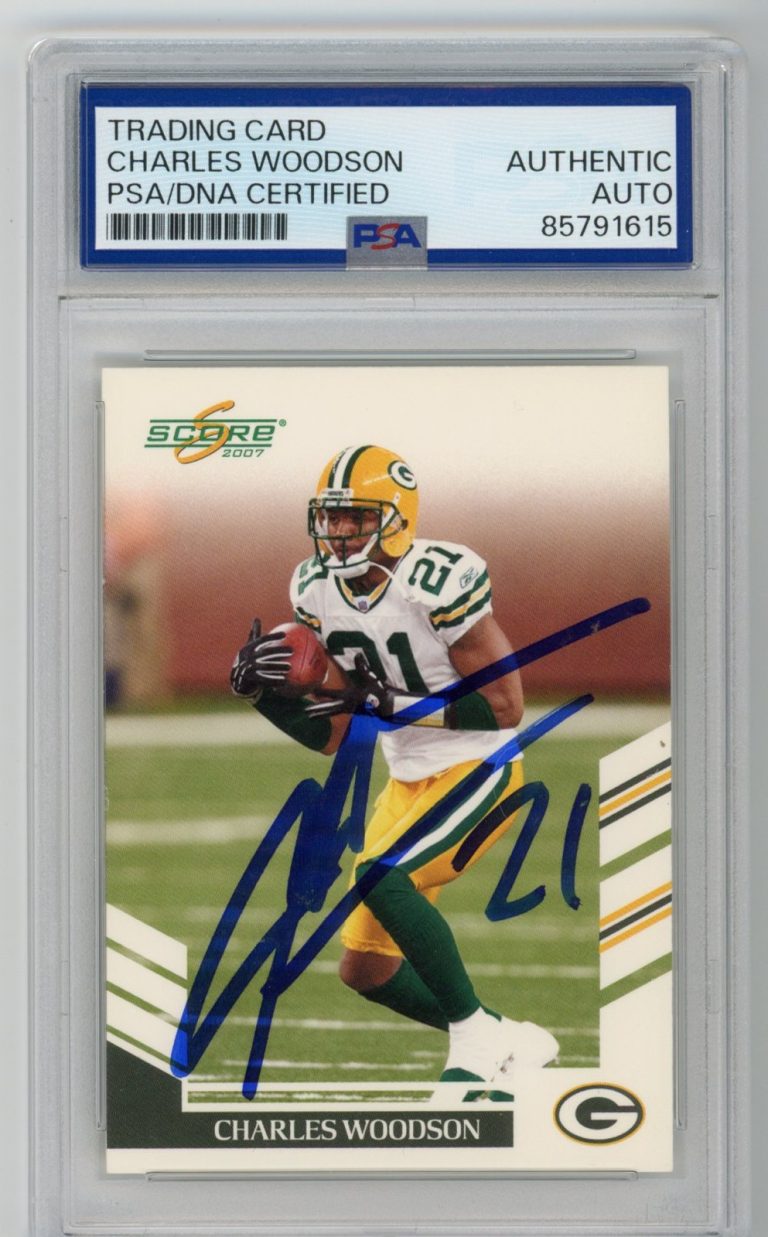 Signed Football Card Auto Charles Woodson 2007 Score #58 Packers PSA/DNA
