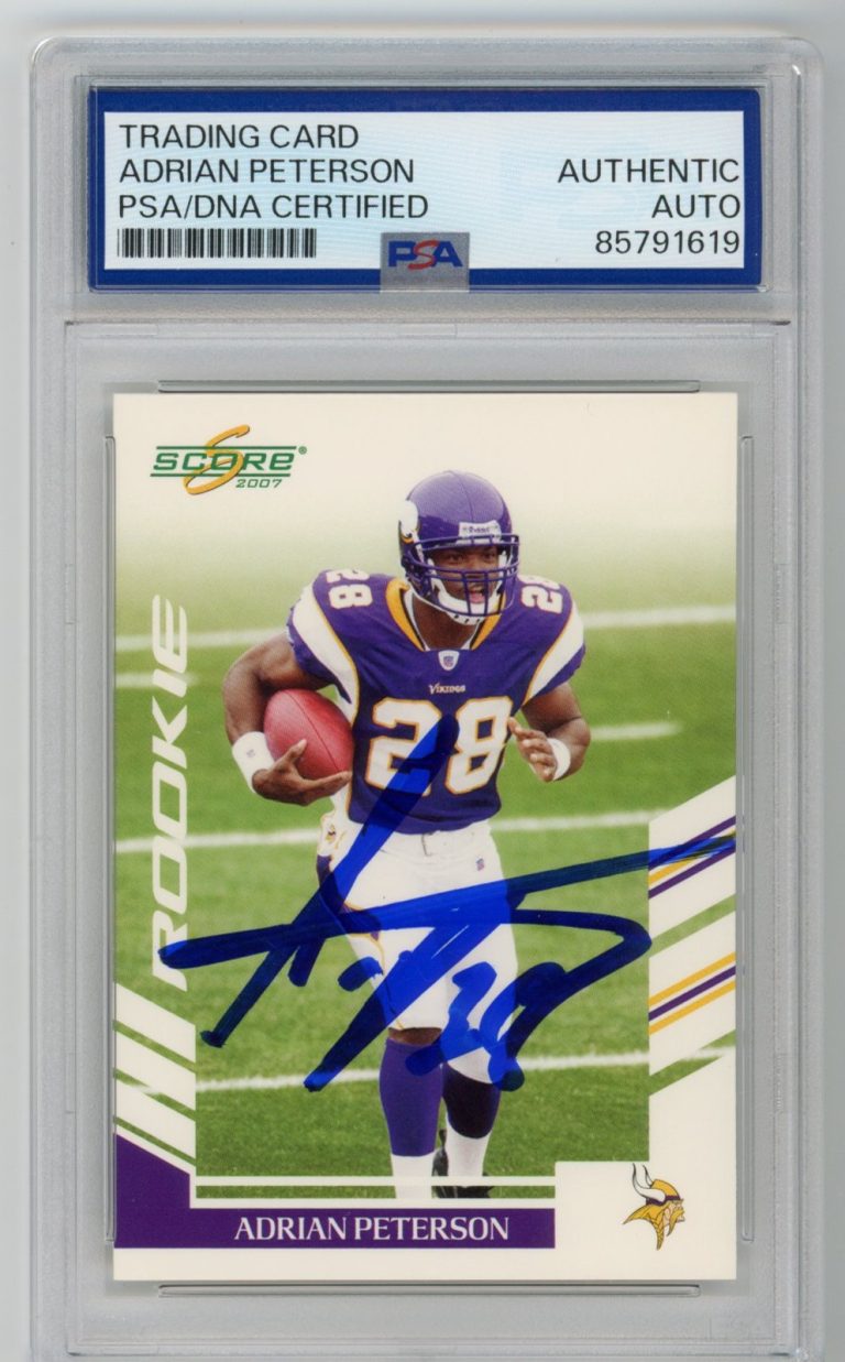 Signed Football Card Auto Adrian Peterson 2007 Score #341 Vikings PSA/DNA