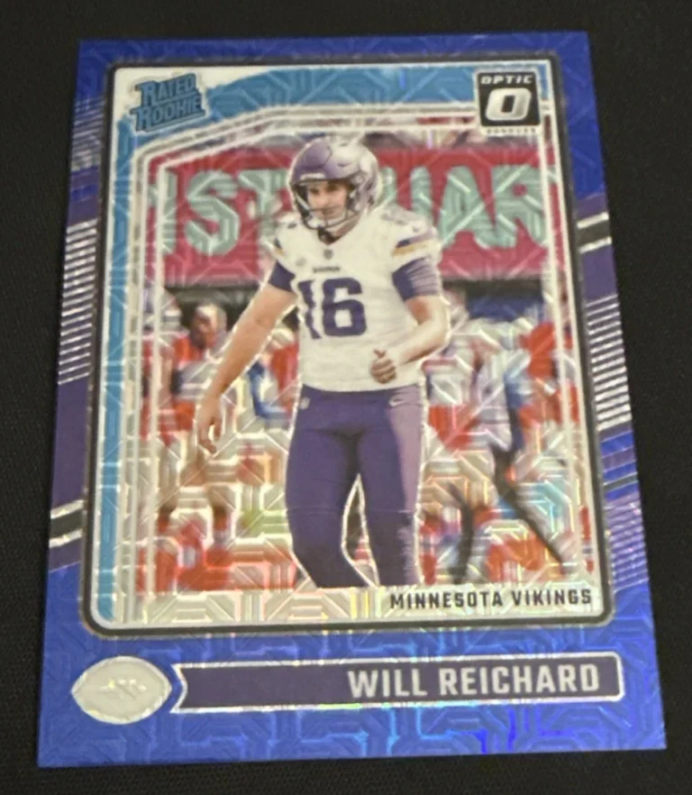 2024 Panini Donruss Optic WILL REICHARD Blue Mojo Prizm RC 5/5 SSP Vikings #297
