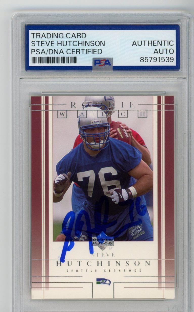 Signed Football Card Auto Steve Hutchinson 2001 Upper Deck #255 Seahawks PSA/DNA