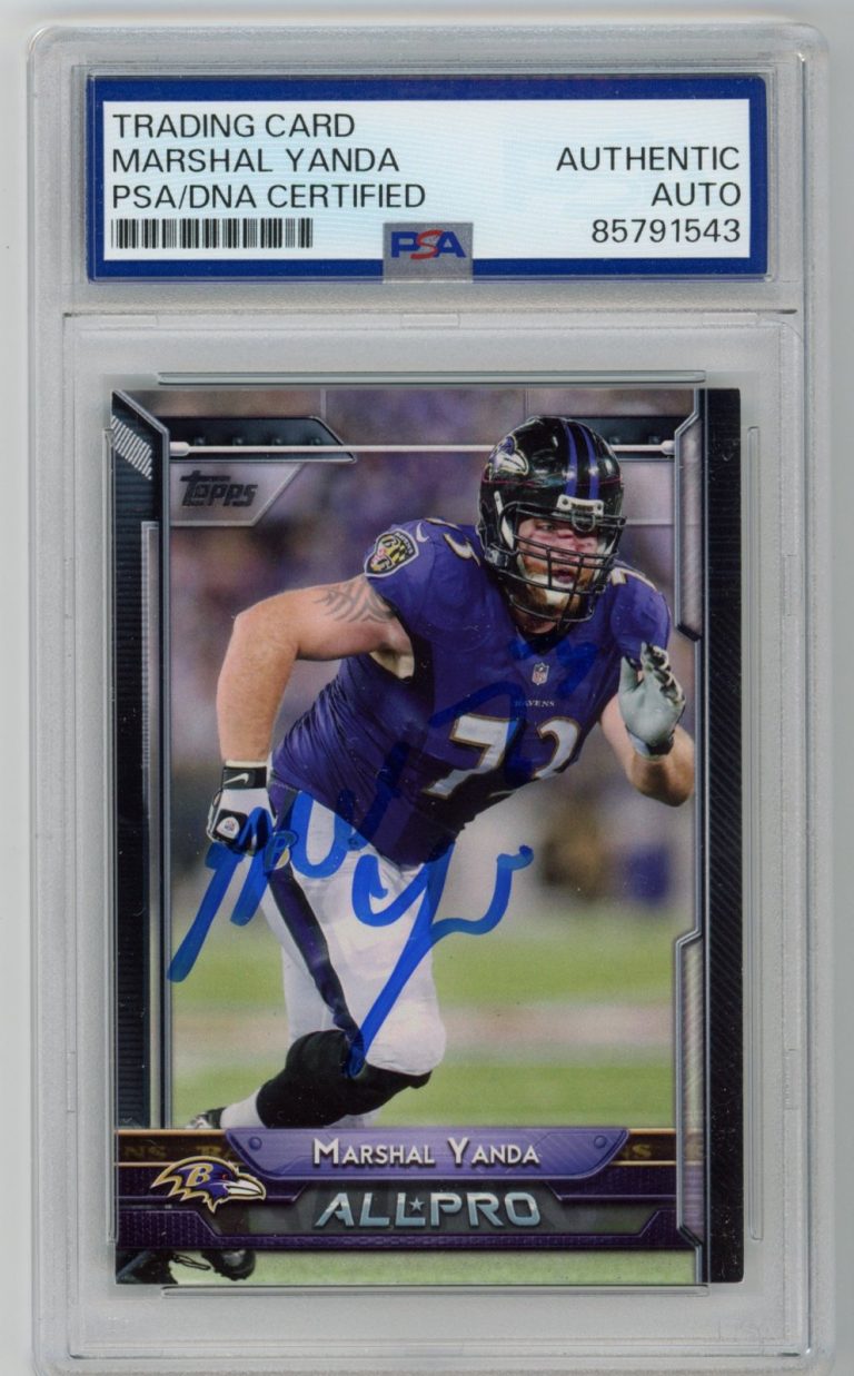 Signed Football Card Auto Marshal Yanda 2015 Topps #273 Ravens PSA/DNA