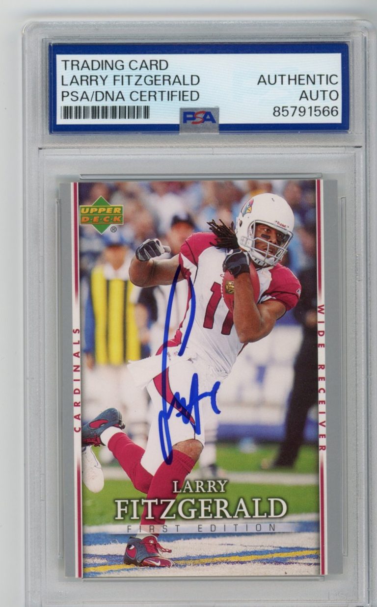 Signed Football Card Auto Larry Fitzgerald 2007 Upper Deck FE #2 PSA/DNA