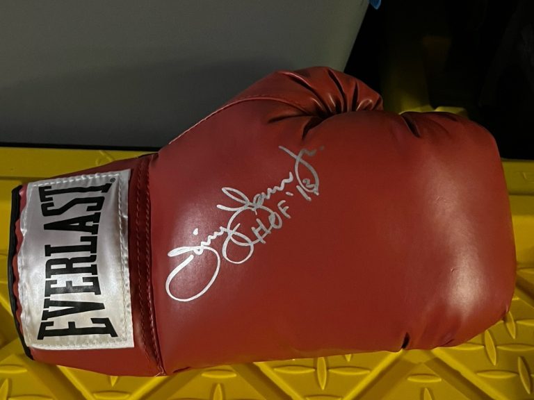 JIMMY LENNON JR SIGNED AUTOGRAPH EVERLAST BOXING GLOVE COA ITS SHOWTIME HOF JSA