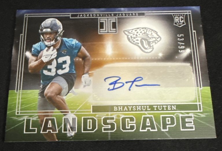 2025 Panini Impeccable Bhayshul Tuten Rookie Landscape RC Auto #/99 Jaguars