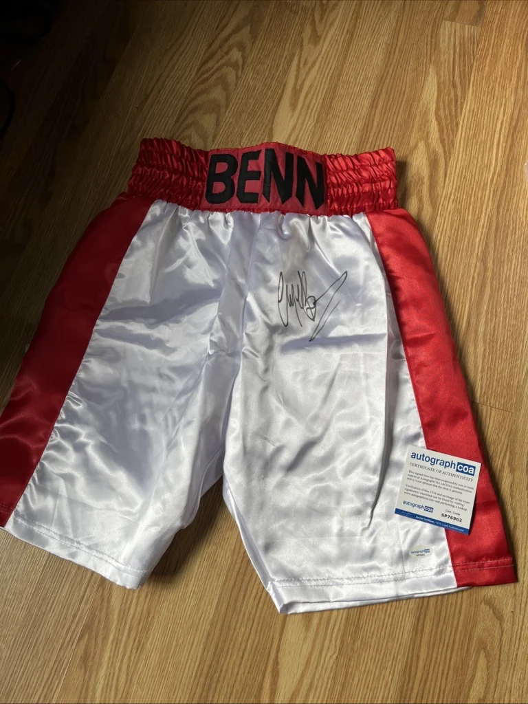 NIGEL BENN SIGNED AUTOGRAPHED BOXING TRUNKS HOF 2026 BOXING CHAMPION ACOA COA