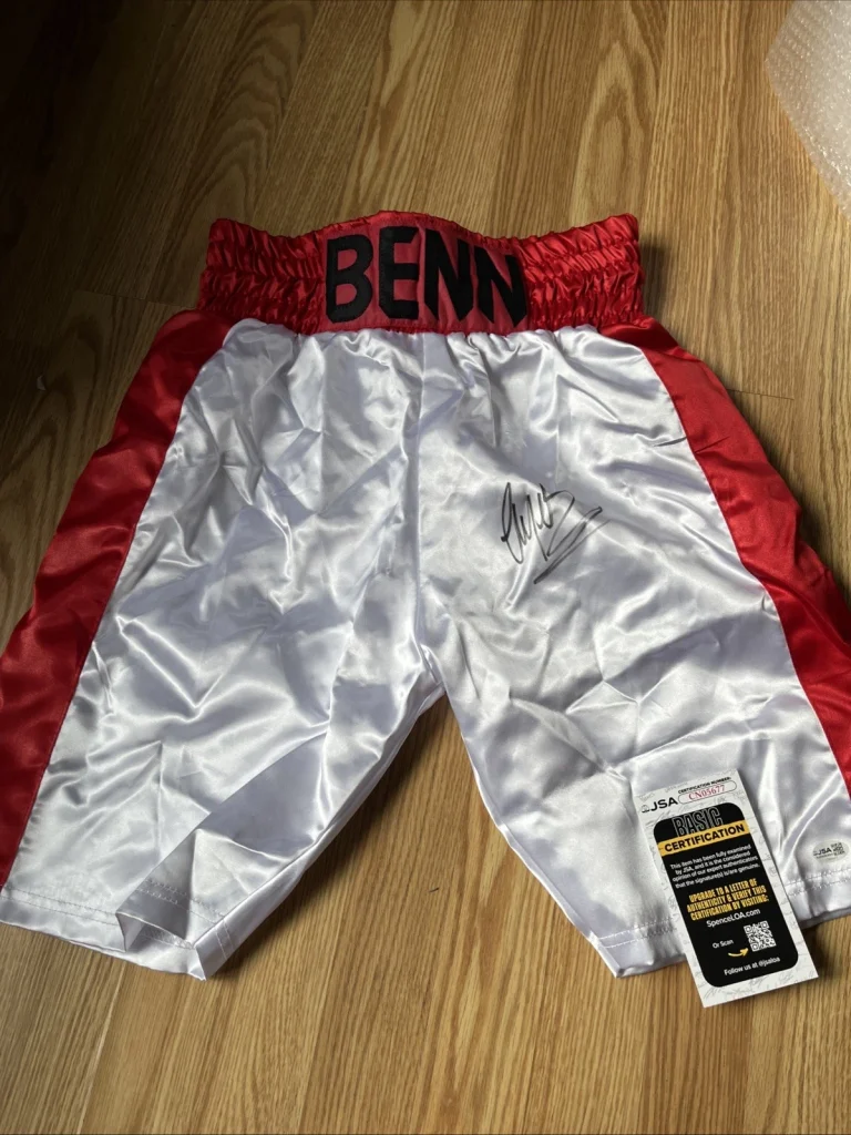 NIGEL BENN SIGNED AUTOGRAPHED BOXING TRUNKS HOF 2026 BOXING CHAMPION JSA COA