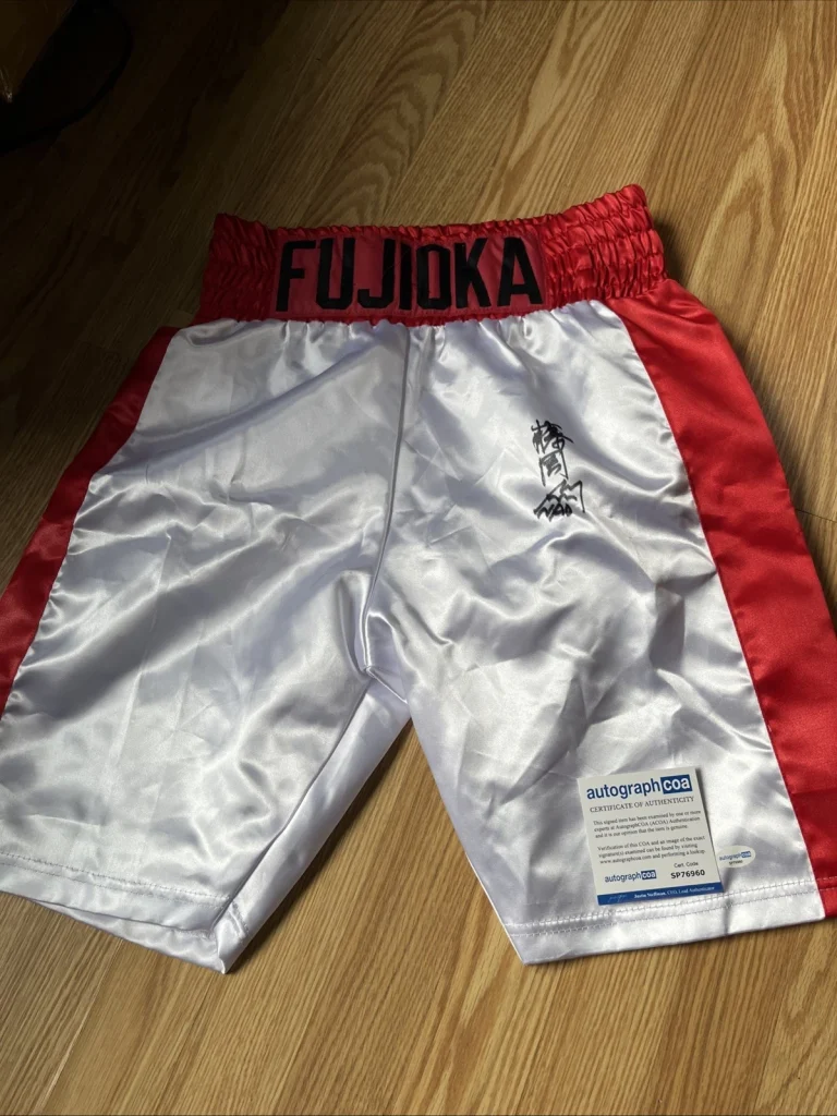 BOXING CHAMPION NAOKO FUJIOKA SIGNED AUTOGRAPHED BOXING TRUNKS HOF 2026 ACOA COA