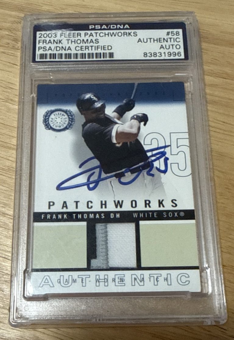 2003 Fleer Patchworks Game-Worn Patch Blue /300 Frank Thomas AUTO PSA  #PW-FT2