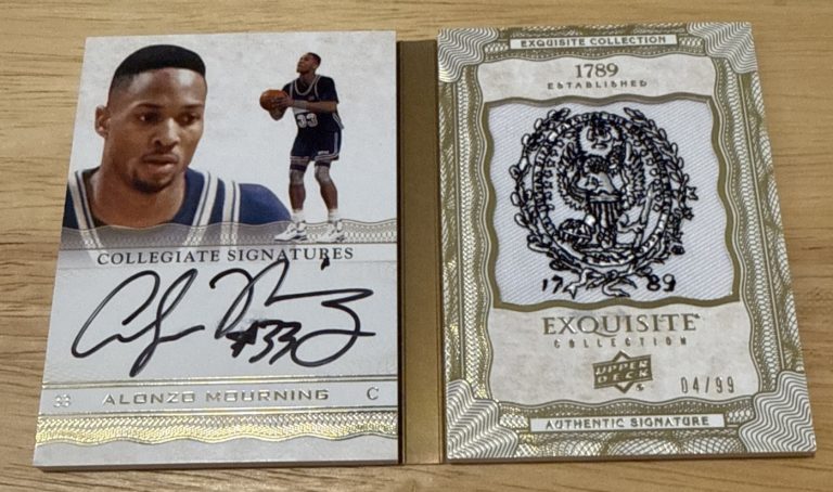 2012-13 Upper Deck Exquisite Alonzo Mourning Collegiate Seal Auto Booklet 4/99