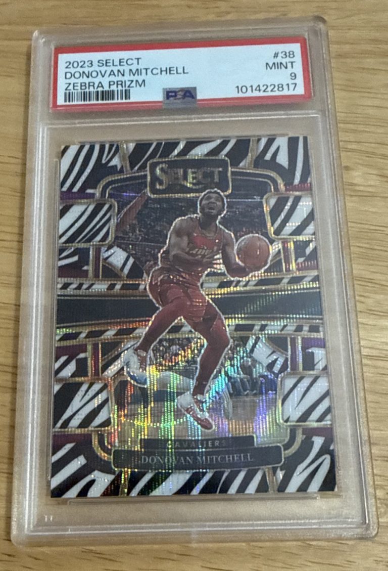 DONOVAN MITCHELL 2023-24 PANINI SELECT #38 ZEBRA PRIZM SSP CONCOURSE PSA 9