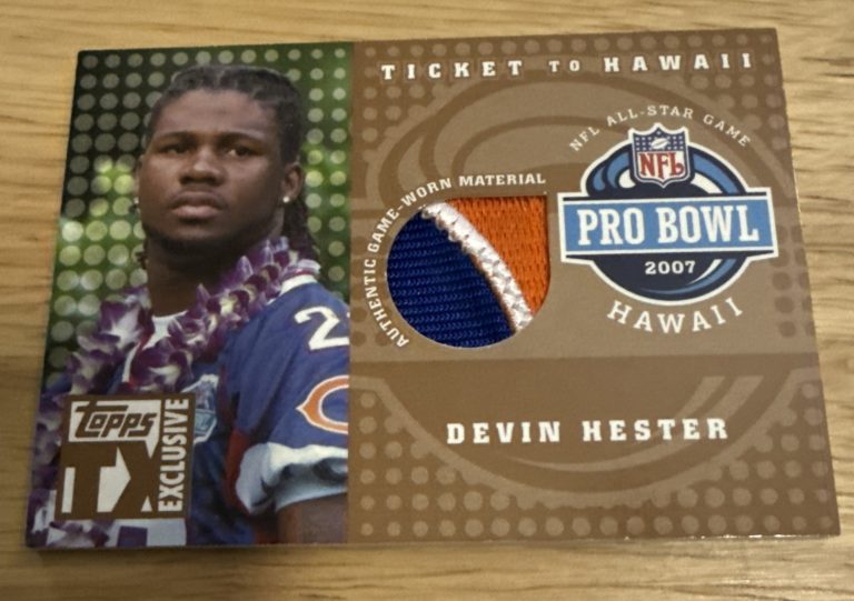 2007 TOPPS DEVIN HESTER GAME WORN PRO BOWL 3 CLR PATCH #ED 8/49  BEARS HOF  RARE