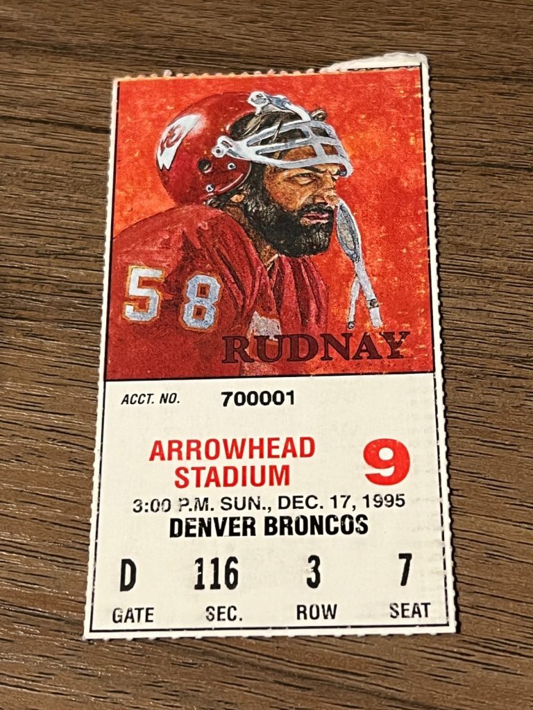VTG FOOTBALL TICKET KANSAS CITY CHIEFS DENVER BRONCOS 12/17 1995